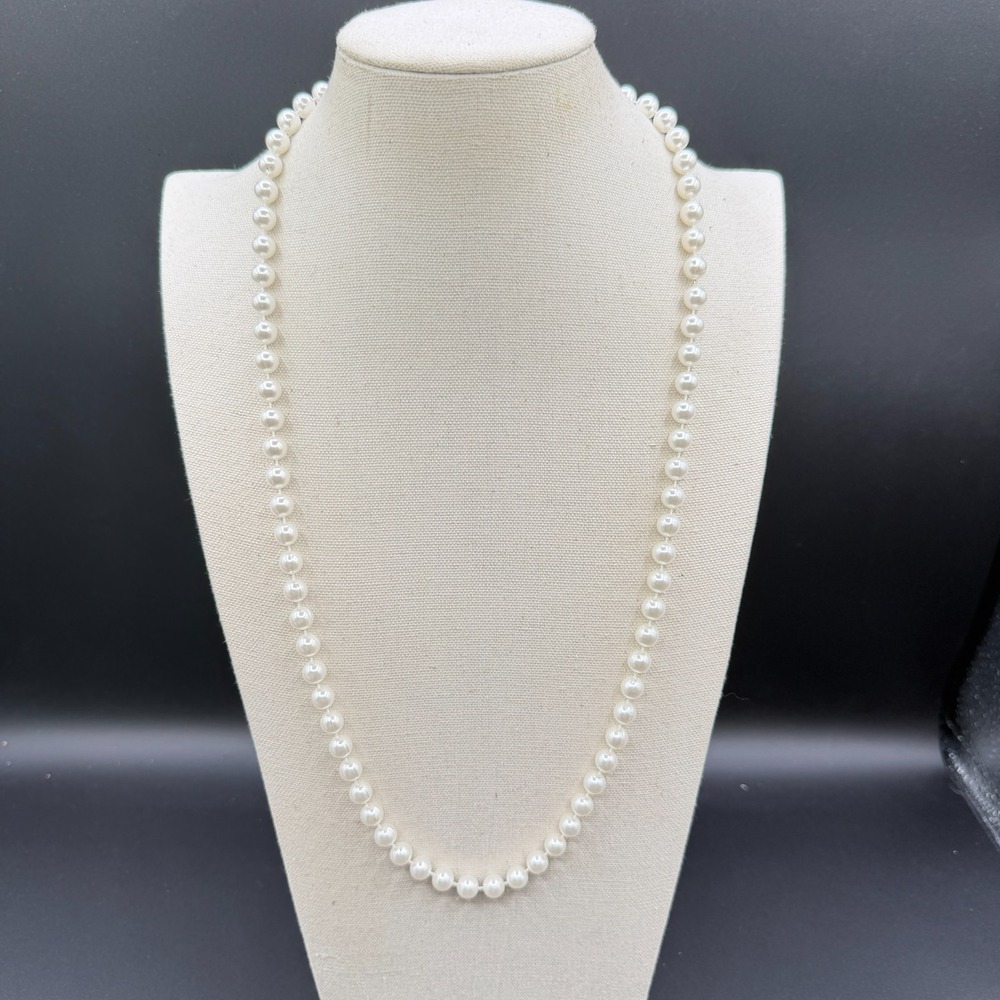 Long Cream Faux Pearl Graduated Necklace Coquette Bridal Layering Jewelry GiftLo